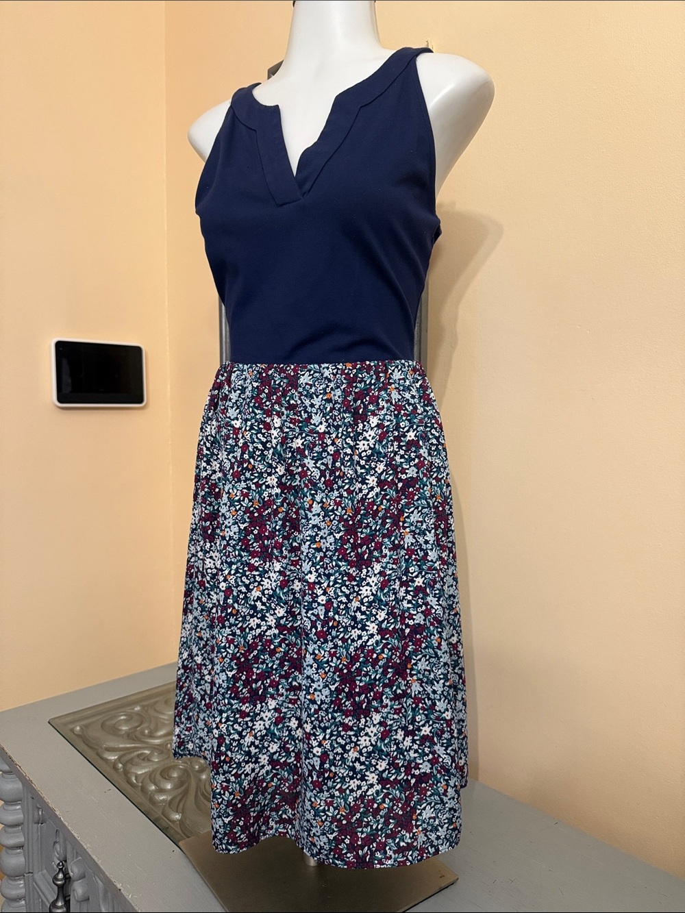 Market & Spruce XS Dress Navy Top with Floral Skirt